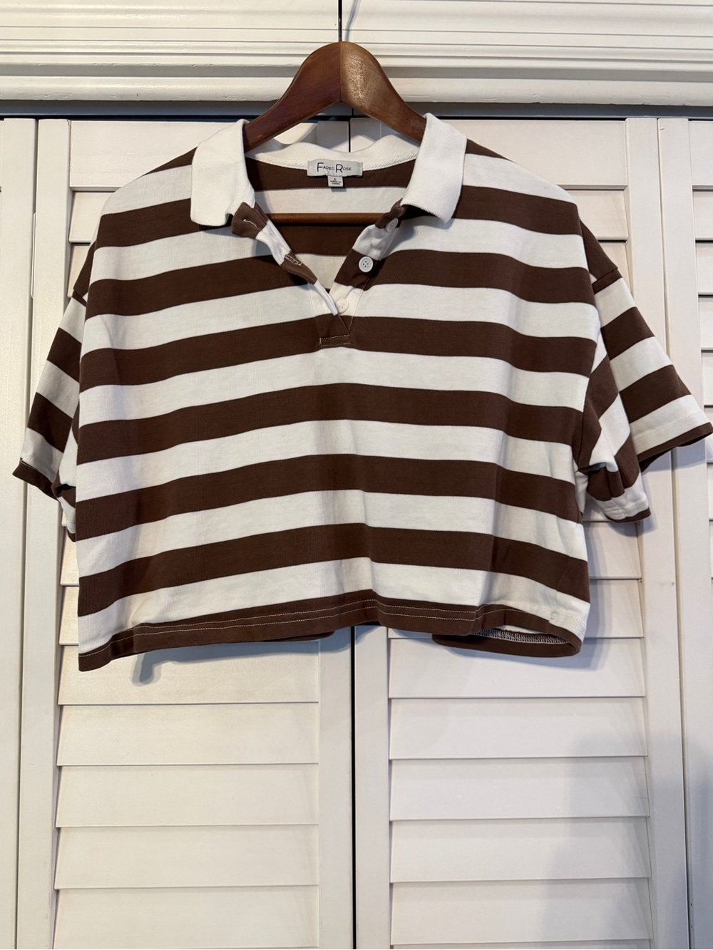 Faded Rose Striped Crop Top - Size L